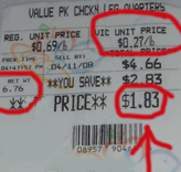 Picture of Label Showing Cheep Chicken