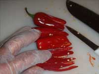 Hot and Smokey Pimento Cheese, Chopping Peppers Picture