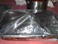 Oven Baked, BBQ Ribs Rib Pan, Covered with Foil Picture