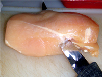 Jamaican Jerked Chicken Parmesan, Cutting the Chicken, Picture