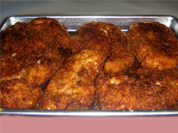 Jamaican Jerked Chicken Parmesan, Draining after Frying, Picture