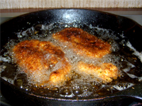 Jamaican Jerked Chicken Parmesan, Frying the Chicken, Picture
