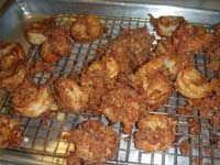 Cajun Style, Buffalo Shrimp Draining the Fried Shrimp Picture