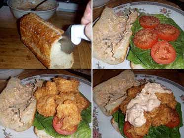 Shrimp Poor Boys Making the Sandwich Picture