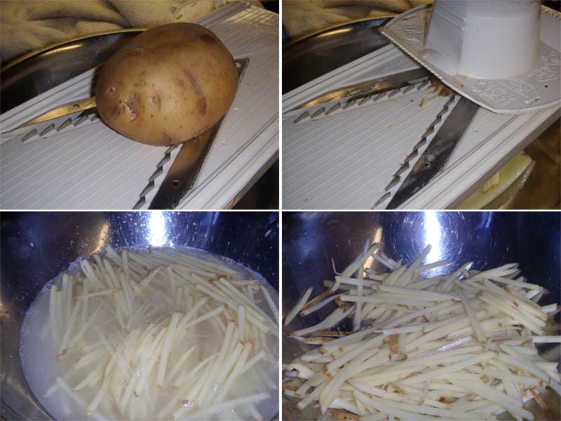 Slicing Potatoes on a Mandolin for Shoe String Potatoes, Picture