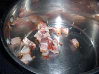 Corn Chowder Picture of frying the bacon